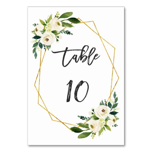 Tischnummer für die Handschrift von weißem Blumen (Vorderseite)
