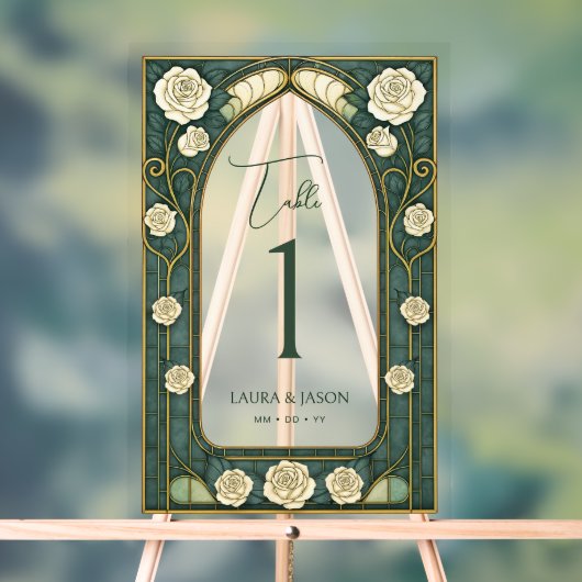 Tischnummer für die Hochzeitsfeier mit festem Glas Acrylschild (Neutral)