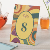 Tischnummer für die inspirierte Hochzeit der 70er Sockelschild (In Situ)