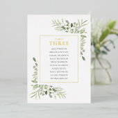 Tischnummer für goldfarbene Grünpflanzen (Stehend vorne)