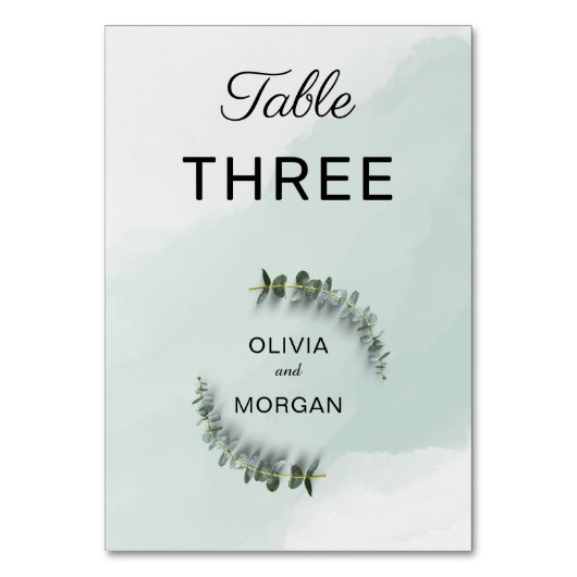 Tischnummer für grüne und weiße Hochzeiten (Rückseite)