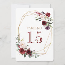 Tischnummer für Hochzeit und Empfang