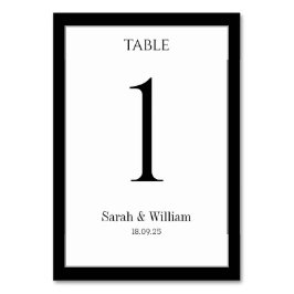 Tischnummer für Hochzeiten an der weißen und schwa