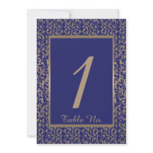 Tischnummer für Hochzeiten in Gold und Navy