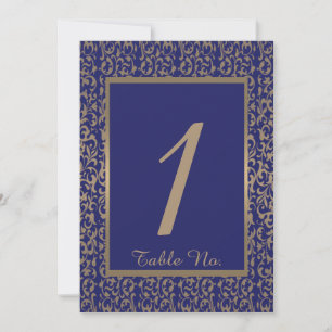 Tischnummer für Hochzeiten in Gold und Navy