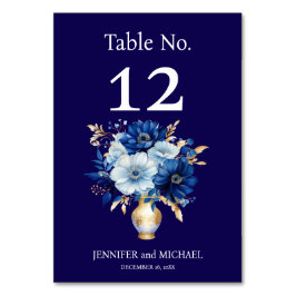 Tischnummer für Hochzeiten in Navy Blue und Gold