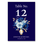 Tischnummer für Hochzeiten in Navy Blue und Gold (Vorderseite)