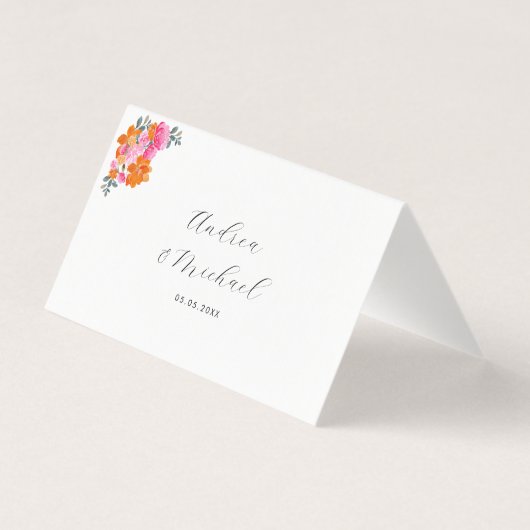 Tischnummer für Hochzeiten in Rosa und Orange (Rückseite)