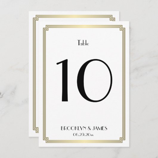 Tischnummer für Hochzeiten in Weiß und Gold (Vorne/Hinten)