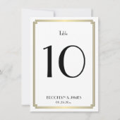 Tischnummer für Hochzeiten in Weiß und Gold (Rückseite)