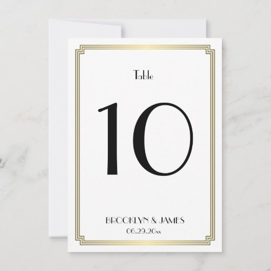 Tischnummer für Hochzeiten in Weiß und Gold (Rückseite)