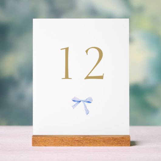 Tischnummer für Hochzeiten mit weißer und blauer R Acrylschild (Neutral)