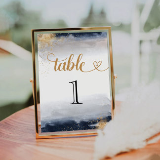 Tischnummer für Hochzeiten von Schiffen und Gold