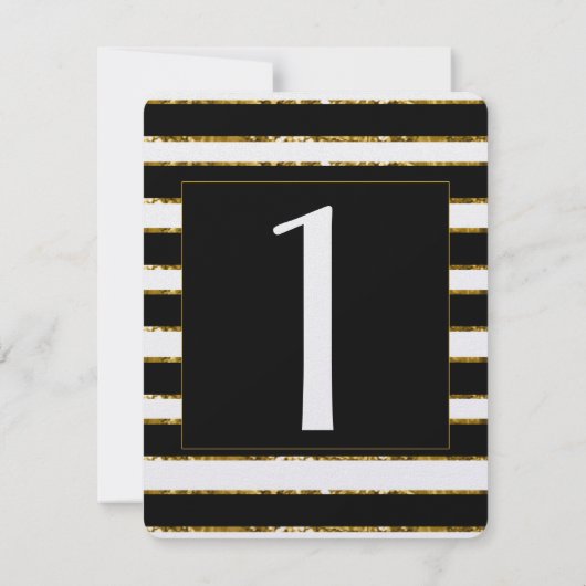 Tischnummer für Hochzeiten von Schwarz-weißen Glit (Rückseite)