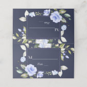 Tischnummer für Hochzeitsarbeiten mit blauem Blume Platzkarte (Außenseite Aufgefaltet)