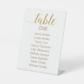 Tischnummer für Hochzeitskarten mit Gold Script Sockelschild (Vorderseite)