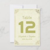 Tischnummer für Hochzeitssitze in Goldfloralen (Rückseite)