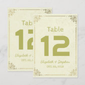 Tischnummer für Hochzeitssitze in Goldfloralen (Vorne/Hinten)