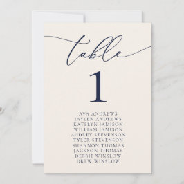 Tischnummer für Hochzeitssitze in Navy Blue & Crea