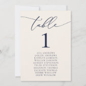Tischnummer für Hochzeitssitze in Navy Blue & Crea (Rückseite)