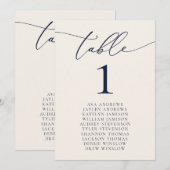 Tischnummer für Hochzeitssitze in Navy Blue & Crea (Vorne/Hinten)
