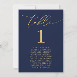 Tischnummer für Hochzeitssitze in Navy Blue & Gold