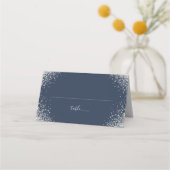 Tischnummer für Hochzeitssitze in Navy Blue und Si Platzkarte (Vorderseite)