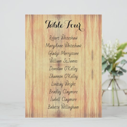 Tischnummer für Holzhintergrund (Stehend Vorderseite)