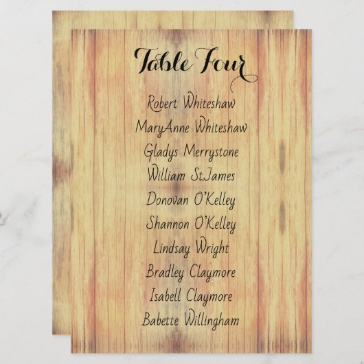 Tischnummer für Holzhintergrund (Vorne/Hinten)