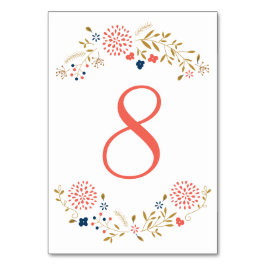 Tischnummer für Korallen und Navy Garden