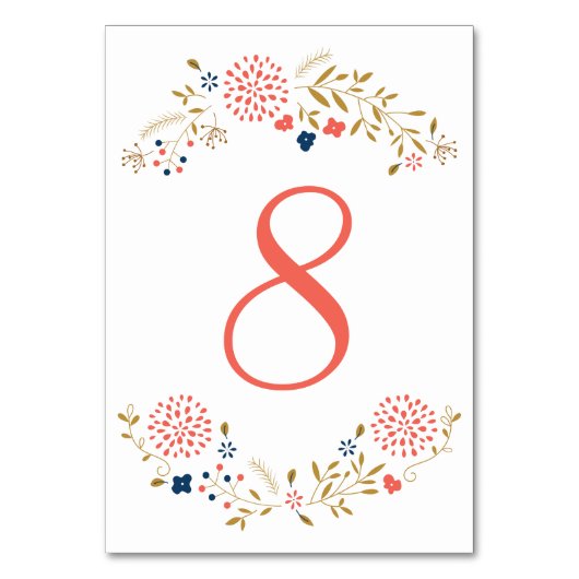 Tischnummer für Korallen und Navy Garden (Vorderseite)