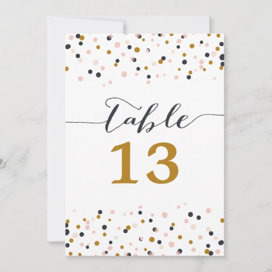 Tischnummer für rosa und goldene Punkte (Vorderseite)