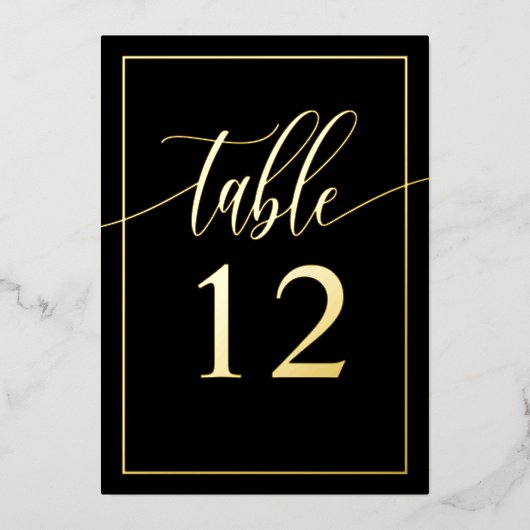 Tischnummer für Schwarz-Gold-Schriftzeichen (Vorderseite)