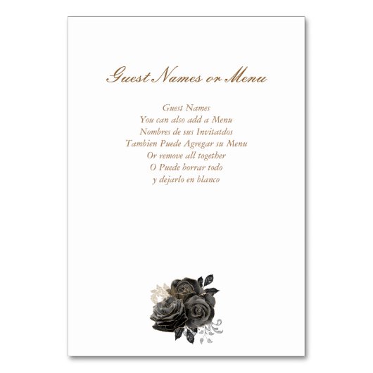 Tischnummer für Schwarz und Gold Quinceñera (Rückseite)