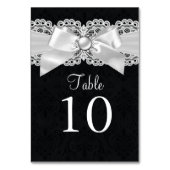 Tischnummer für Schwarz/Weiß-Damaskus und Perlenbo (Vorderseite)