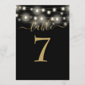 Tischnummer für schwarze und goldene String-Lights (Vorderseite)