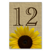 Tischnummer für Sonnenblumen Burlap (Rückseite)