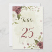 Tischnummer für staubige Rose mit weißen Blume (Vorderseite)