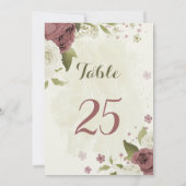 Tischnummer für staubige Rose mit weißen Blume (Rückseite)