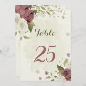 Tischnummer für staubige Rose mit weißen Blume (Vorne/Hinten)