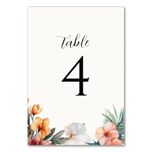 Tischnummer für tropische Wasserfarben (Vorderseite)