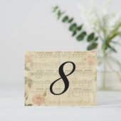 Tischnummer für viktorianische Musik und Rose (Stehend Vorderseite)