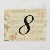 Tischnummer für viktorianische Musik und Rose (Rückseite)