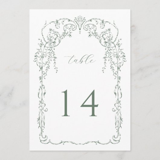 Tischnummer für Viktorianische Rahmen in Sage Gree (Rückseite)