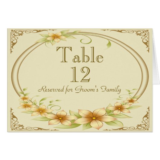 Tischnummer für Vintage Blumenrahmen (Vorderseite (Horizontal))