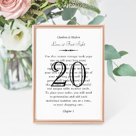 Tischnummer für Vintage Buchseiten