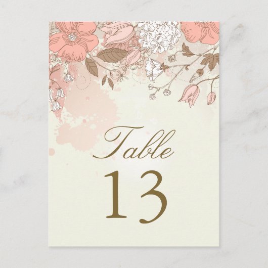 Tischnummer für Vintage Frühlingsblumen Postkarte (Vorderseite)