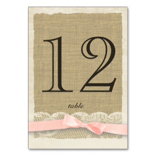 Tischnummer für Vintage Spitzen und Blush Bow