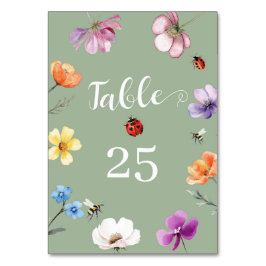 Tischnummer für Wildblumen-Lovebug-Baby-Party