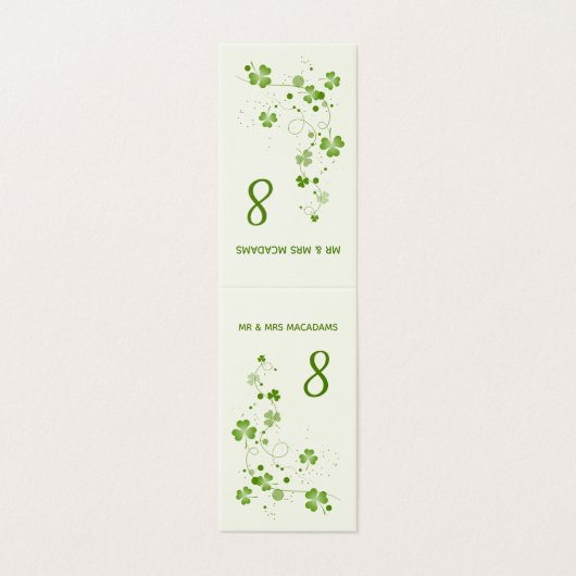 Tischnummer für Wirbles Kleeblatt in Irland Visitenkarten (Außenseite Aufgefaltet)